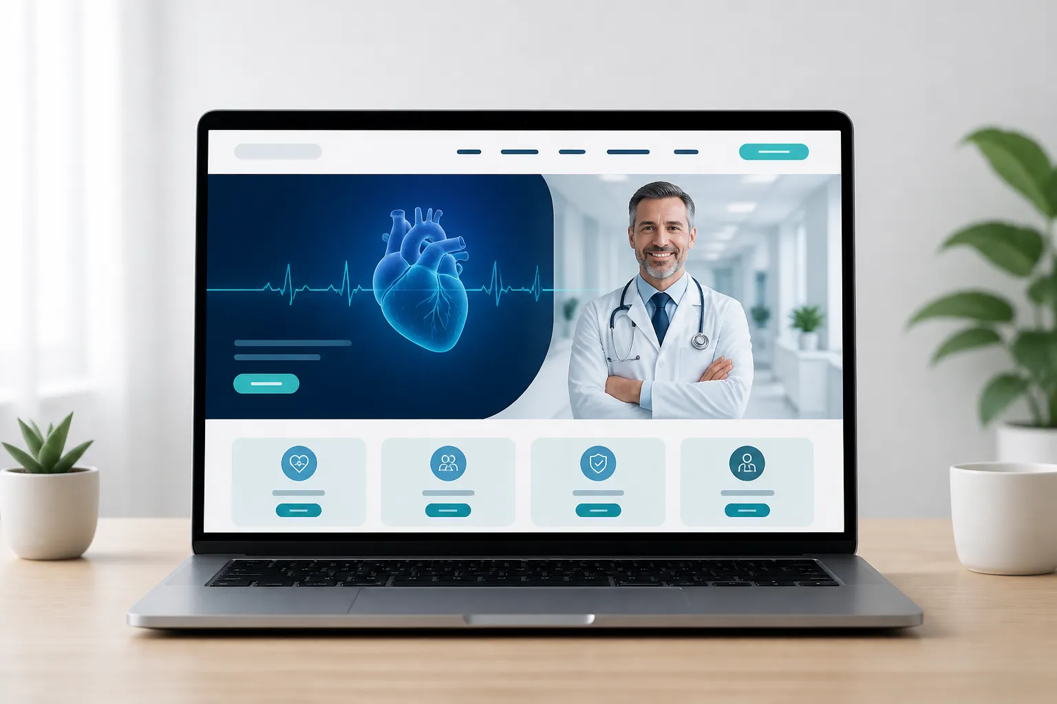 AEO-optimised clinic website displayed on a laptop